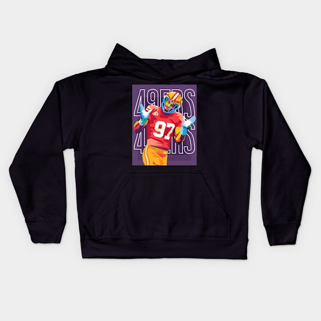 nick bosa Kids Hoodie by cool pop art house